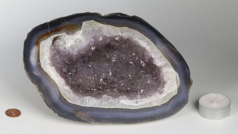 Amethyst Agate Quartz Crystal Geode - A244