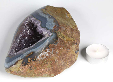 Amethyst Agate Quartz Crystal Geode - A250